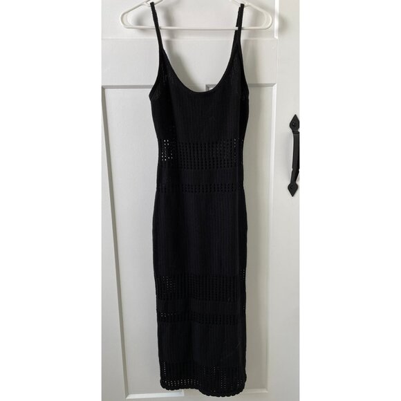 Black Crochet Midi Dress - Picture 1 of 4